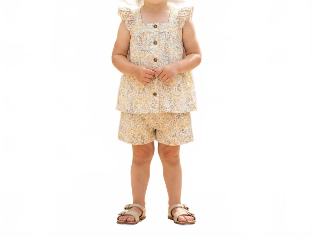NEW MAKEMAKE ORGANICS girl's organic flutter top & shorts set in bloomfield